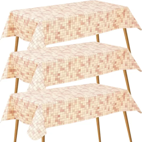 Miniatura 35 de FIFTY FEET Mantel rectangular de 84 x 60 pulgadas, mantel de vinilo con respaldo de franela para mesas rectangulares, impermeable, a prueba