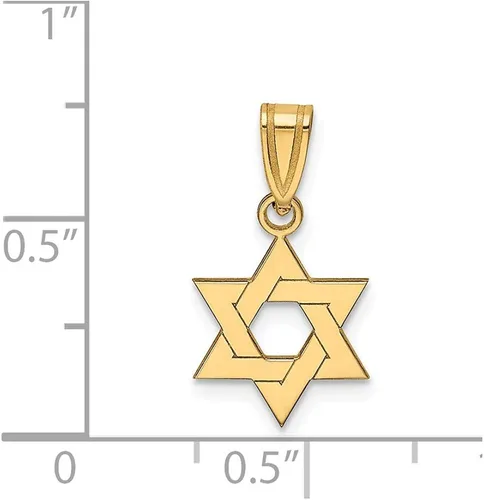 Miniatura 2 de Colgante de oro amarillo macizo de 14 quilates con estrella de David Lucky Jewish 0709in x 0433in