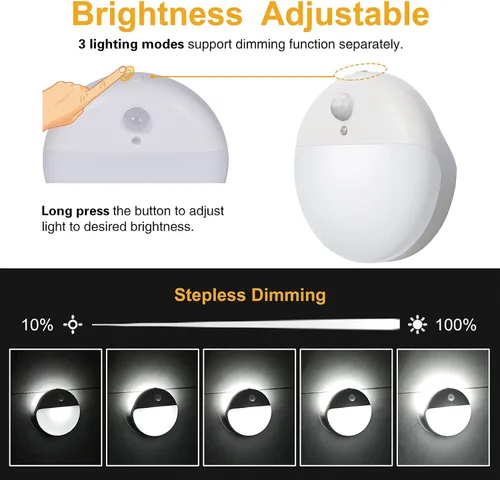 Miniatura 5 de YUNLEX Paquete de 2 luces nocturnas a batería, luces de inodoro, luz de sensor de movimiento pequeño de 2.6 pulgadas, luces adhesivas, 3 modos