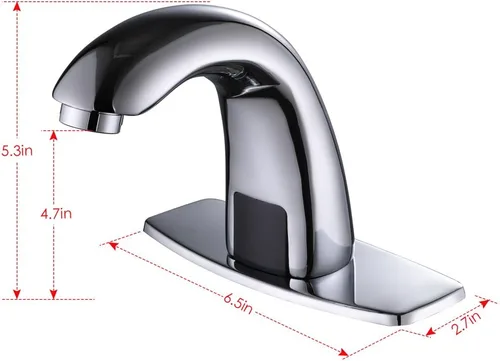 Miniatura 5 de Grifo de lavabo de baño sin contacto Charmingwater, llave con sensor automático de movimiento, con placa de cubierta de agujero, cromado Cromo