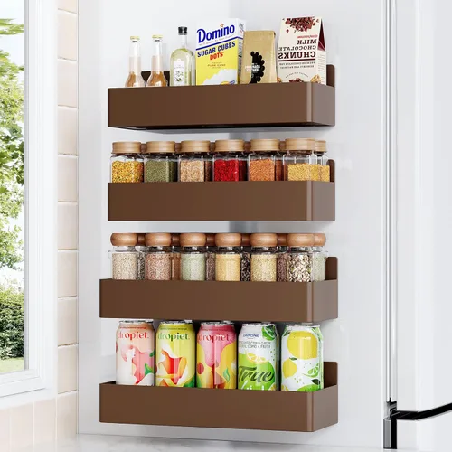 Miniatura 16 de Mystozer Estante Magnético para Especias para Refrigerador, Organizador de Cocina y Estante de Almacenamiento, Negro (Paquete de 6)..