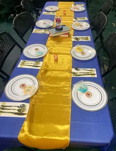 Miniatura 6 de Paquete de 10 caminos de mesa de satén rosa claro de 12 x 108 pulgadas - WENSINL camino de mesa rosa claro para fiesta, boda, cumpleaños, banquete