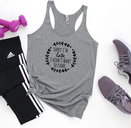 Miniatura 20 de Women's Graphic Racerback Tank Top, Gift for Her, Shirts with Sayings, Yoga Tee, 8
