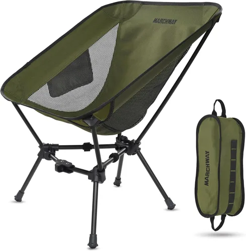 MARCHWAY Silla de camping plegable ligera, portátil y compacta para campamento al aire libre, viajes, playa, picnic, festival, senderismo, Verde