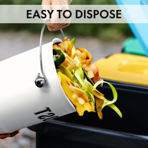 Miniatura 5 de ENLOY - Contenedor de compostaje para cocina, para encimera, con tapa, para residuos de alimentos en la cocina, con recubrimiento en polvo, a prueba