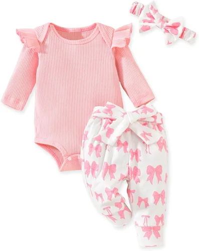 Miniatura 189 de Aalizzwell Conjunto de mameluco acanalado para bebé recién nacido prematuro para otoño e invierno