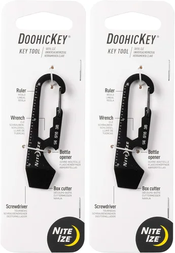 Miniatura 8 de Nite Ize DoohicKey Llavero multiherramienta, acero inoxidable 5 en 1 multiherramienta con abrebotellas + clip de mosquetón, negro