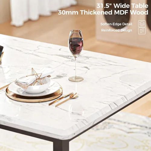 Miniatura 6 de IRONCK Mesa de comedor extensible de 5 piezas de 63 pulgadas con 4 sillas tapizadas, juego de mesa de cocina para 4-8 personas, juegos de comedor