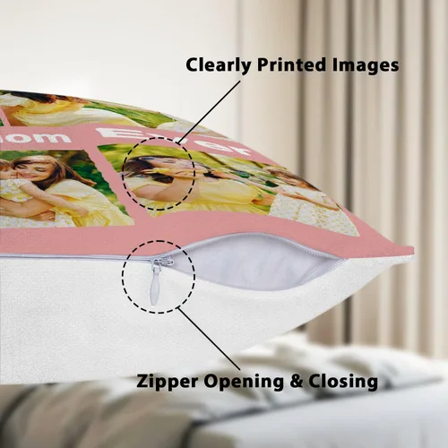 Miniatura 6 de Best Mom Ever Personalized Pillowcase – Custom Photo Collage Throw Pillow Cover, Gift for Family, Couple, Christmas, Mother's Day & Birthday 5