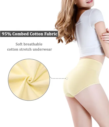 Miniatura 3 de wirarpa - Ropa interior de algodón para mujer, cintura alta y cobertura completa, paquete de 4unidades (tallas regular y extragrande)