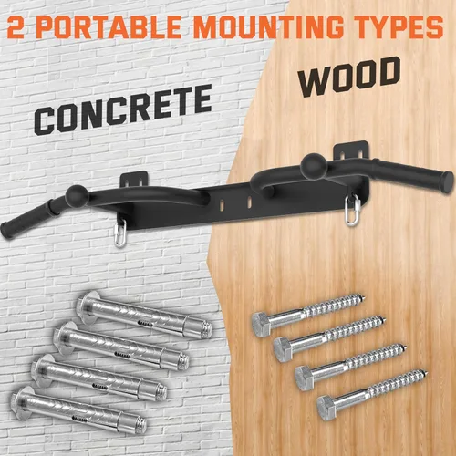 Miniatura 6 de Wall Mounted Pull Up Bar - Heavy Duty Chin Up Bar, Pull-Up Bar for Garage, Joist, Wall Mount - Multifunctional Fitness Bar, Supports up to 600 Lbs