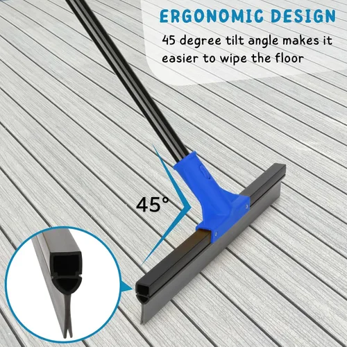 Miniatura 5 de Escurridor de Piso con Mango Telescópico Largo de 59'', Escoba de Goma Resistente de 18" para Hormigón, Azulejos de Baño, Garaje, Terraza