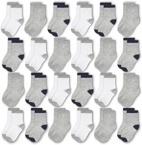 Calcetines para niños, 24 pares de calcetines deportivos acogedores para niños y niñas (1-13 años)