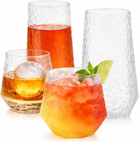 Miniatura 11 de Paquete de 48 vasos de plástico ondulados de origami acanalados, 24 copas de champán de 9 onzas sin tallo y 24 vasos de 12 onzas, vasos desechables