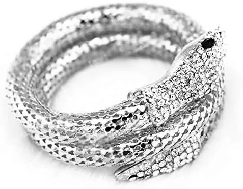 Miniatura 3 de Mandy Xia Pulsera de diamantes de imitación punk curvados y elásticos de serpiente para mujer y mujer, Aleación de zinc