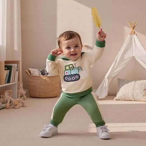 Miniatura 204 de Conjunto de ropa de otoño e invierno para bebé y niño, sudadera larga con capucha y pantalones para niños pequeños, 6, 12, 18, 24 meses, 2T