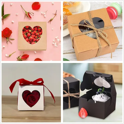 Miniatura 4 de Paquete de 50 cajas pequeñas de panadería con ventana, 4 x 4 x 2.5 pulgadas, mini cajas para pasteles, galletas, pastelería y postre, color negro