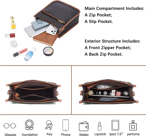 Miniatura 4 de Telena Monederos cruzados para mujer, de piel vegana, de moda, con correa ajustable para guitarra