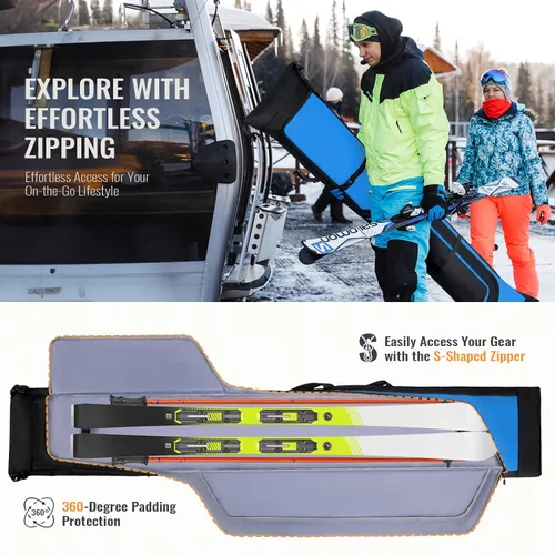 Miniatura 3 de GoHimal Ski Bag and Boot Bag Combo, Padded Skis Bag for Air Travel, Safety Reinforce Ski Carrier Bag Fits for Skis Up to 200 CM and Boots Up To