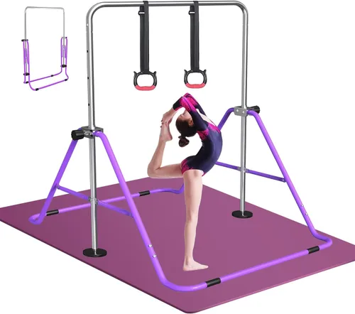 Miniatura 10 de FBSPORT Gymnastics Bar for Kids, Adjustable Height Gymnastic Horizontal Bars,Junior Training Bar Children Folding Training Monkey Bars for Home Using