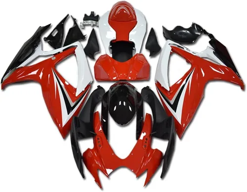 Carenado Rojo Blanco Ajuste para Suzuki 2006 2007 GSXR 600/750 Inyección ABS Carrocería Nuevo Aftermarket Kit de Carrocería Plástico 06 07 GSX-R 600
