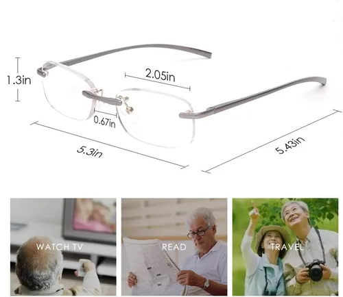 Miniatura 3 de LUFF Anteojos de lectura sin montura ultra ligeros con marco de metal para hombres y mujeres con bisagra de resorte