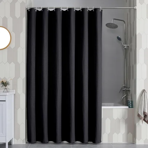 Miniatura 20 de OVZME Juego de cortina de ducha de tela para cabina - 36x72, tejido de gofre 230GSM, cortinas de ducha pequeñas para cabina estrecha, cortina