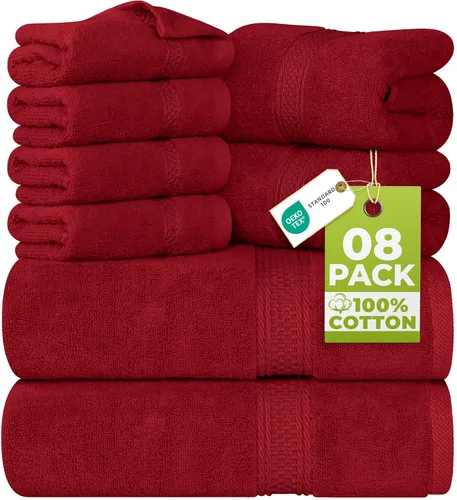 Miniatura 11 de Utopia Towels - Juego de toallas de 8 piezas, 2 toallas de baño, 2 toallas de mano y 4 para la cara, 100% algodón hilado en anillo, 600 GSM, Beige