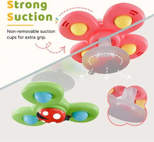 Miniatura 2 de LiKee Juguetes sensoriales giratorios de baño con ventosa fuerte para bebés, calcetines de Navidad, mesa de viaje en avión y juguetes de ventana
