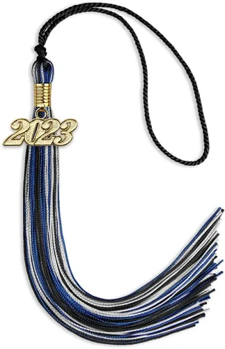Miniatura 56 de Endea Graduation Borla mixta de triple color con gota de fecha dorada (negro/dorado/blanco, 2021)
