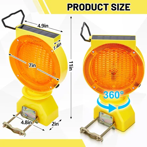 Miniatura 2 de 4 luces solares intermitentes de tráfico, luces solares de advertencia industrial, advertencia de tráfico, barricada, señal, intermitente, 2 caras