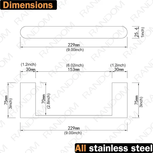 Miniatura 3 de RANDOM Toallero negro mate para baño y cocina de 9 pulgadas, soporte de toalla de mano SUS304, toallero de acero inoxidable, barra de toalla
