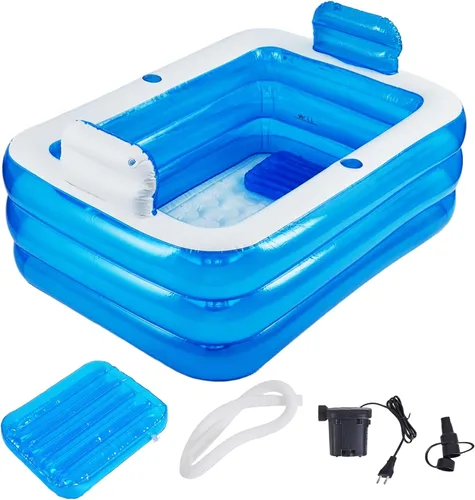 Bañera inflable para adultos para 2 personas, bañera inflable independiente con función portátil plegable para spa para adultos, piscina plegable