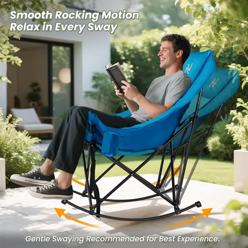 Miniatura 3 de ABORON Silla de columpio de campamento de gran tamaño para adultos, silla plegable totalmente acolchada para exteriores con bolsa para bebidas