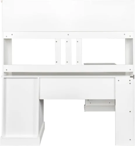 Miniatura 8 de Holaki Escritorio en forma de L, escritorio de computadora con cajones, estantería y gabinete, escritorio esquinero moderno, oficina en casa, mesa