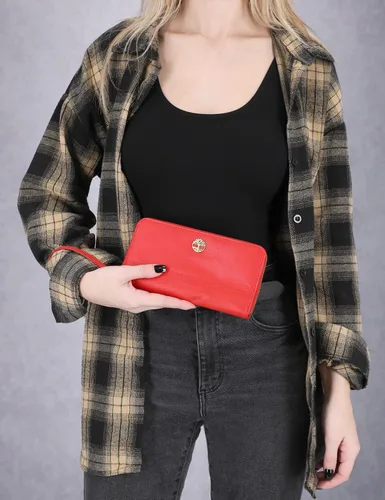 Miniatura 4 de Timberland - Cartera de piel con solapa RFID para mujer, Rojo, talla única