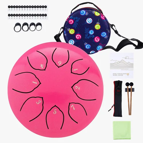 Instrumento de tambor de lengua de acero para niños: set de tambores metálicos musicales de 6 pulgadas y 8 notas en Do mayor para meditación, yoga,
