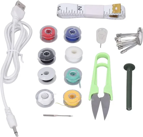 Miniatura 6 de Diydeg Máquina de coser de mano, mini máquina de coser eléctrica portátil, ergonómica, alimentada por batería, herramienta de reparación portátil
