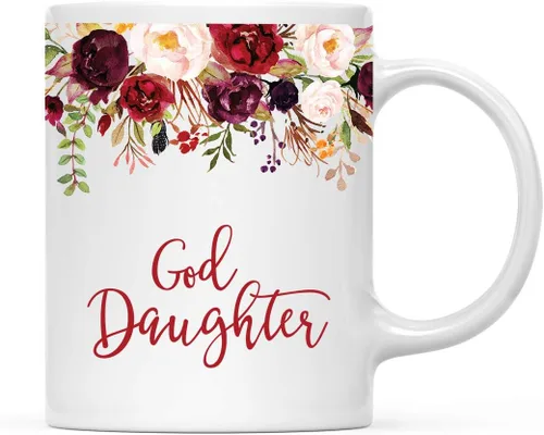 Miniatura 36 de Andaz Press Taza de té de cerámica para el día de la madre, regalo de 9.5 fl oz, otoño, marsala, flores burdeos, rosas, flores, tía, 1 paquete