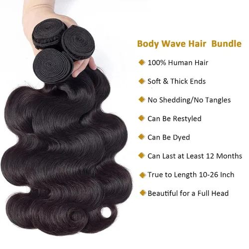 Miniatura 2 de Paquetes de cabello humano de 10, 12, 14 pulgadas, paquetes de cabello humano, 3 paquetes de cabello humano virgen brasileño 12A, paquetes de ondas