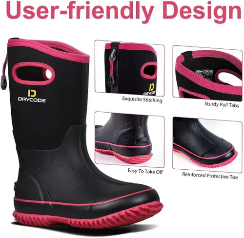 Miniatura 3 de D DRYCODE Rubber Boots for Women, Rain Boots with Warm Neoprene, Waterproof Mid Calf Mud Insulated Work Boots for Womens Gardening, Farming