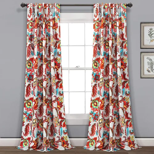 Lush Decor Zara Jacobean - Paneles de cortina para oscurecer la habitación, 2 piezas, gris (95 x 52 pulgadas)
