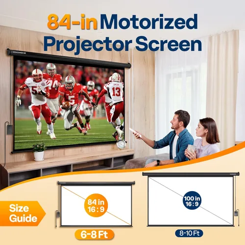 Miniatura 2 de VIVOHOME Pantalla de proyector motorizada 16:9 de 84 pulgadas con control remoto, pantalla de proyección eléctrica automática, pantalla de cine HD