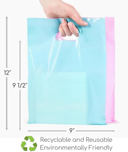 Miniatura 4 de Bolsas de mercancía Choice Marts en colores rosa pastel y azul pastel, 200 unidades, tamaño 9"x12", espesor de 1.5 mil