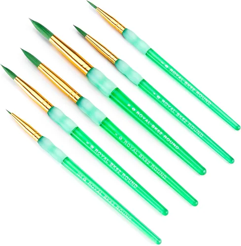 Miniatura 3 de Royal Brush Big Kids Choice Deluxe - Juego de pinceles redondos sintéticos, varios tamaños, verde, juego de 6