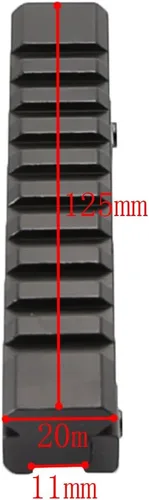 Miniatura 3 de Convertidor elevador 4.9" 0.433 in Cola de milano a 0.787 in Picatinny Weaver Mount Adapter 10 ranuras 124MM