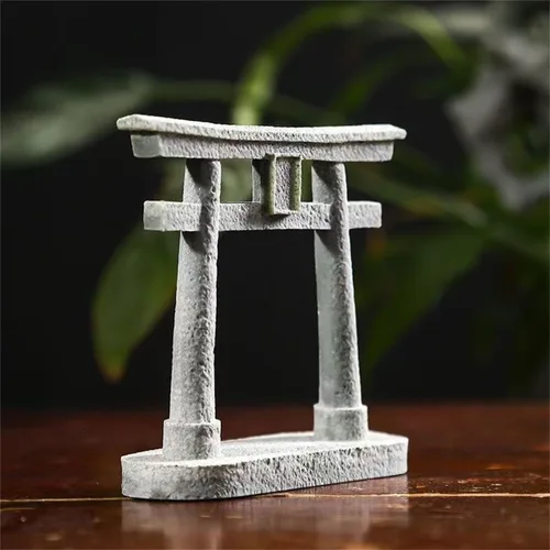Miniatura 2 de livelyfish Estatua japonesa de la puerta sintoísta Torii, decoración asiática, figuras de pagoda de piedra arenisca para decoración de acuarios, L