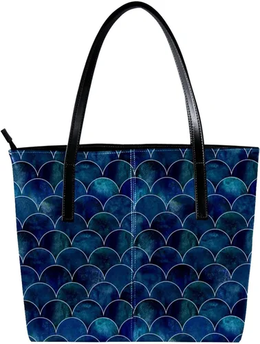 Miniatura 2 de Bolsos de mano de sirena de mar para mujer, bolsos grandes de cuero, bolso de hombro escolar