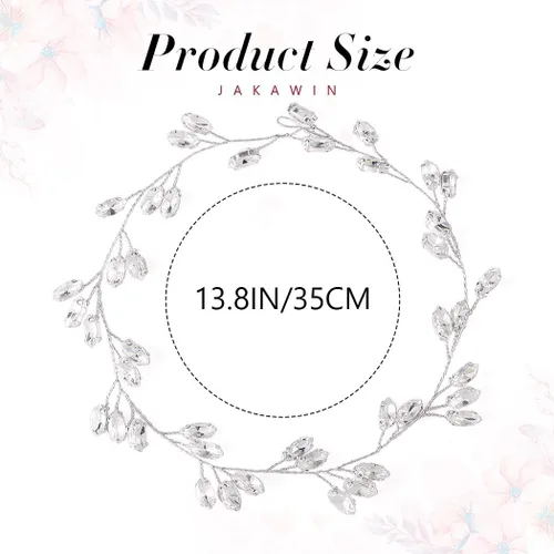 Miniatura 4 de JAKAWIN Novia Rhinestone boda pelo vid cristal pieza de pelo nupcial accesorio para el cabello para mujeres y niñas HV190