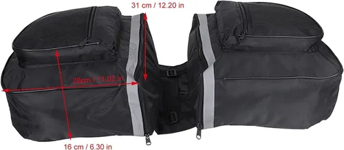 Miniatura 5 de Bolsas de sillín de 25L para bicicleta, bolsa de portaequipajes trasera de bicicleta con ribete reflectante, alforjas de bicicleta con ganchos